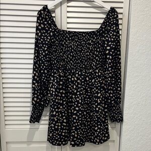 Black and Cream Long Sleeve Dress